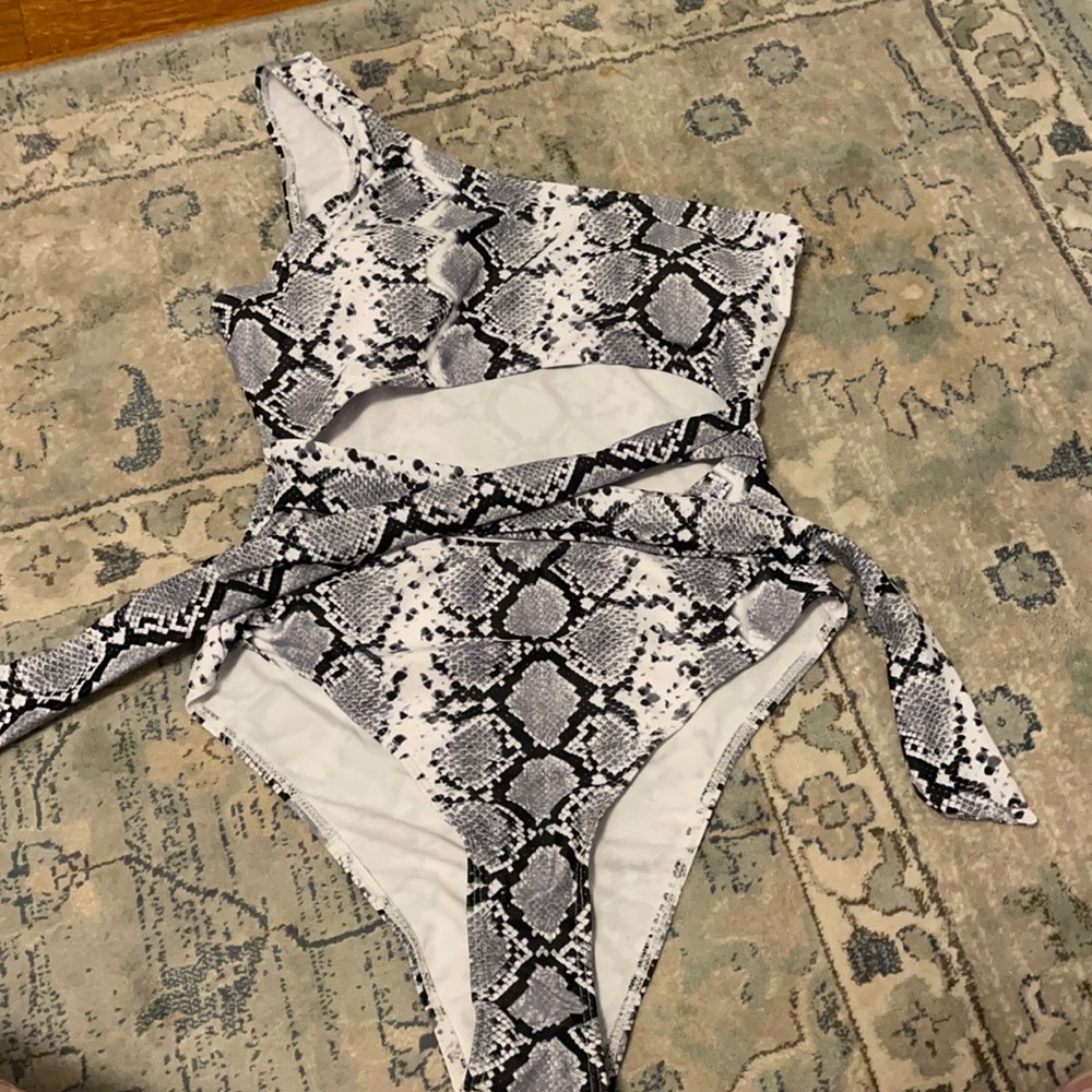 Shein Gray Snake Skin Bathing Suit